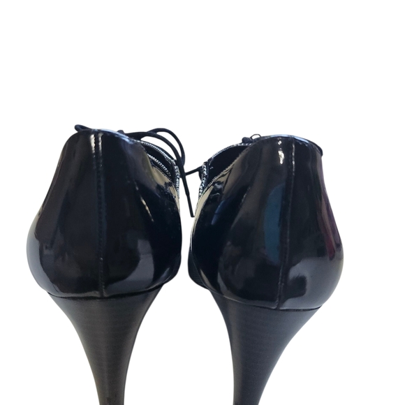 Vintage Impo Black White Plaid Oxford Heels Lace Up Ankle booties Retro US 7.5 - Picture 10 of 11